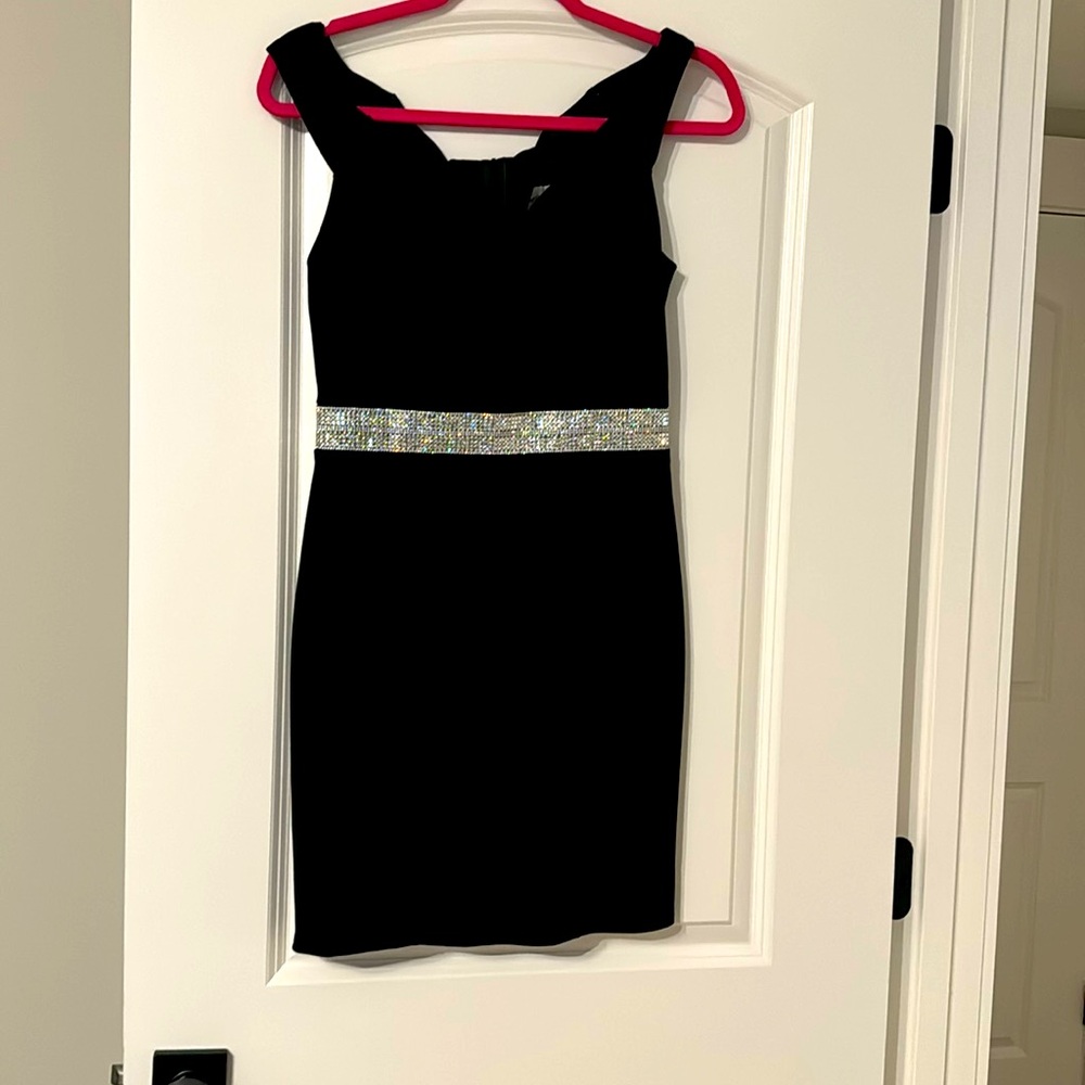 Black Inez Dress with beaded waist
